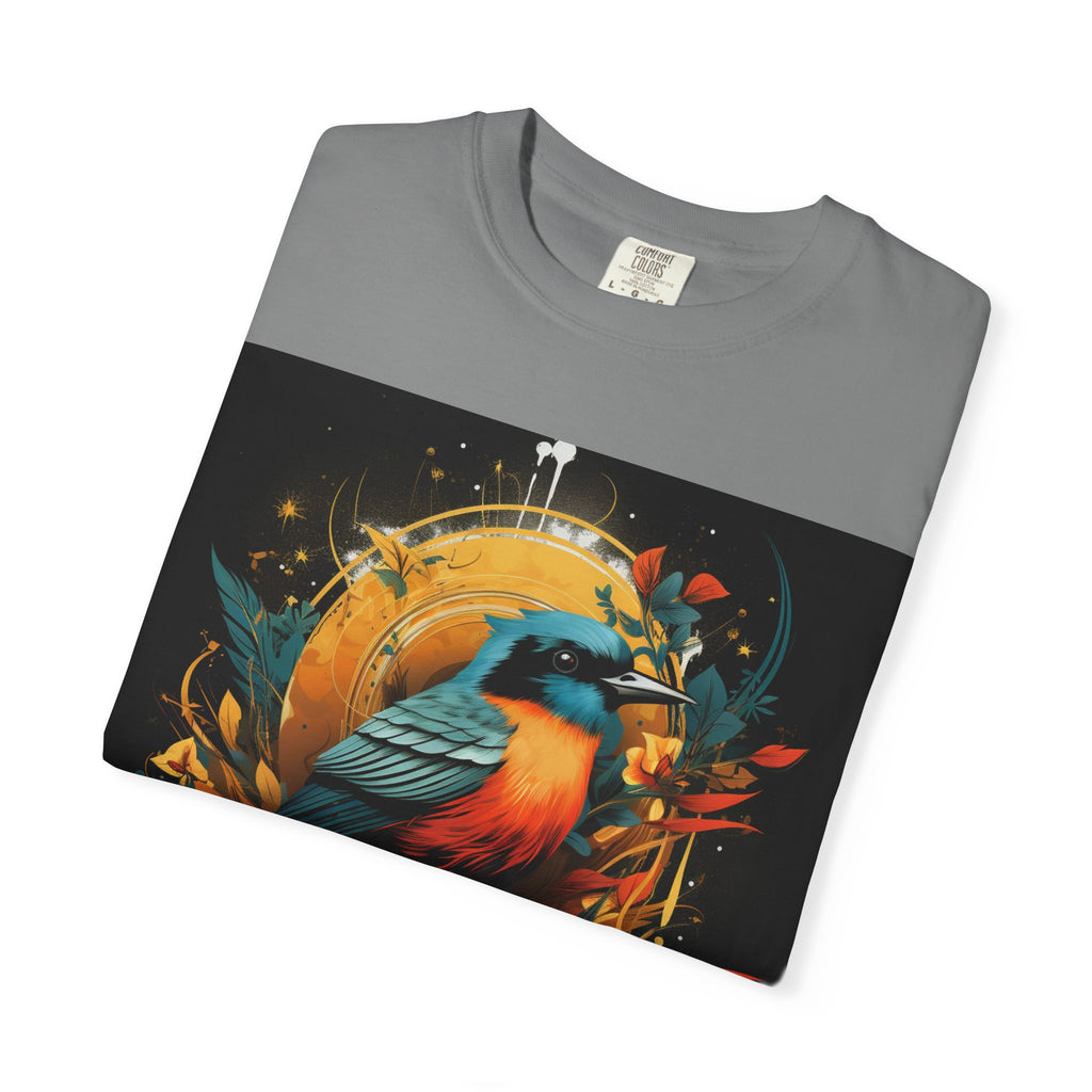 T-Shirt — Vibrant Sunrise Bird Illustration Tee