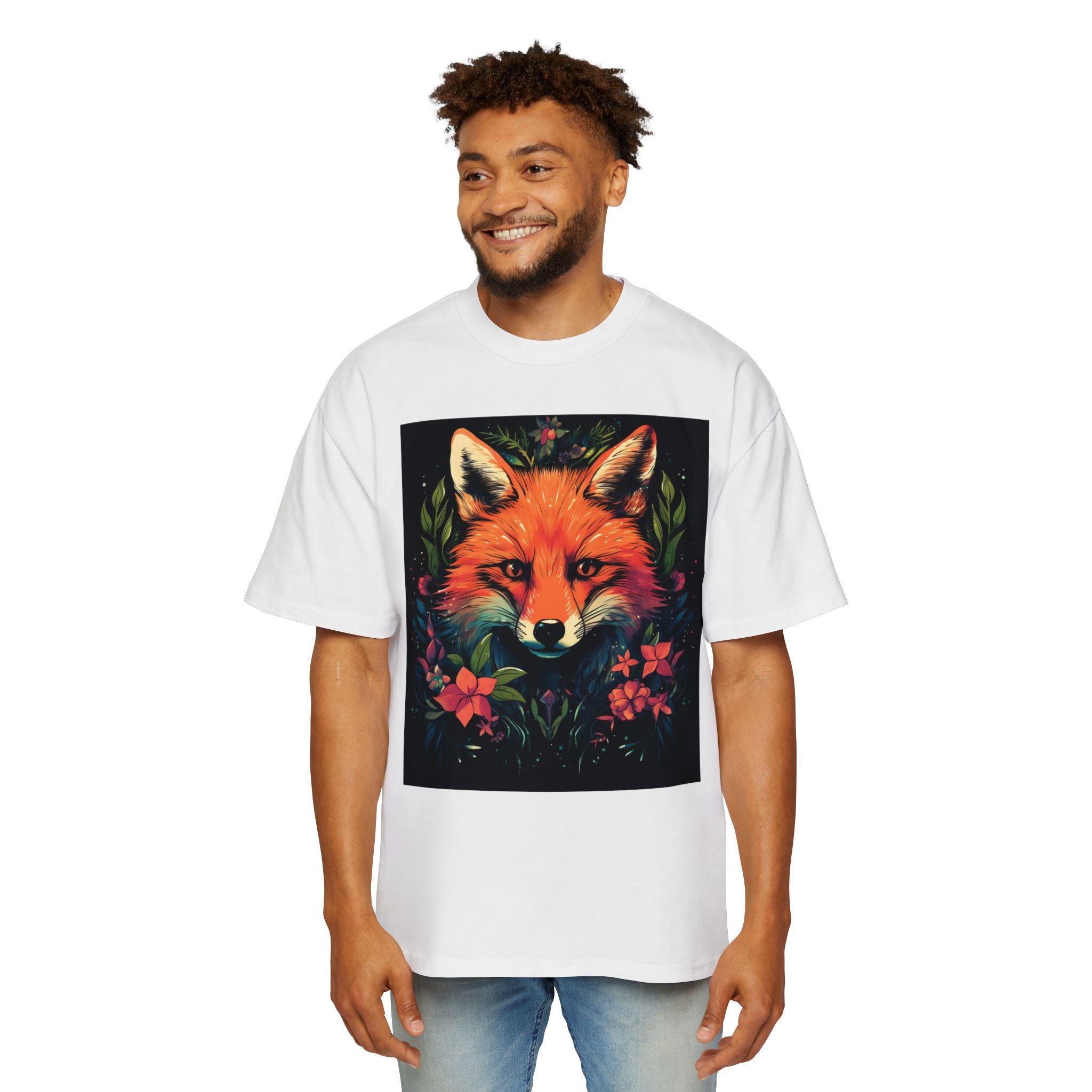 Fox Portrait Tee — Vibrant Floral Fox Graphic T-Shirt