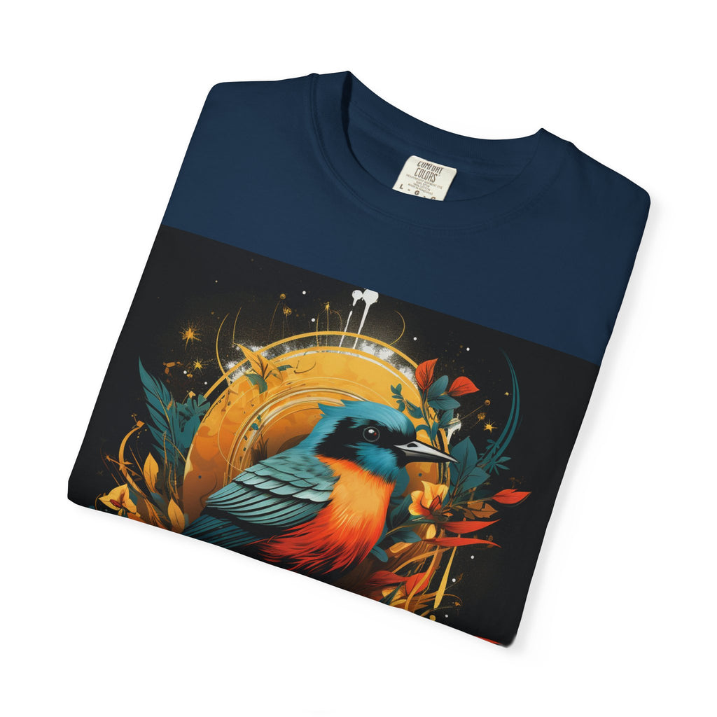 T-Shirt — Vibrant Sunrise Bird Illustration Tee