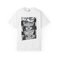 Anime Eyes Panel T‑Shirt — Black & White Shōnen Character Collage