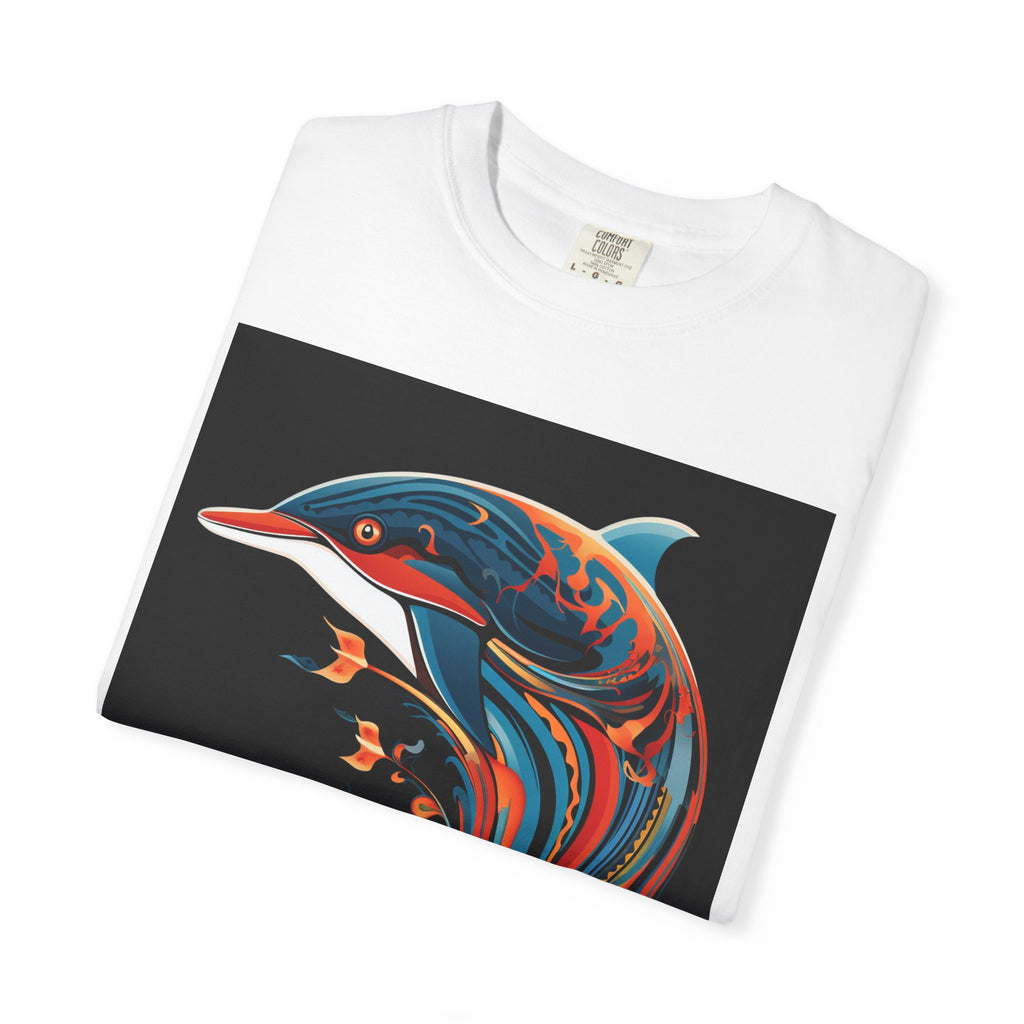 Dolphin Wave Art T-Shirt — Colorful Swirl Ocean Graphic