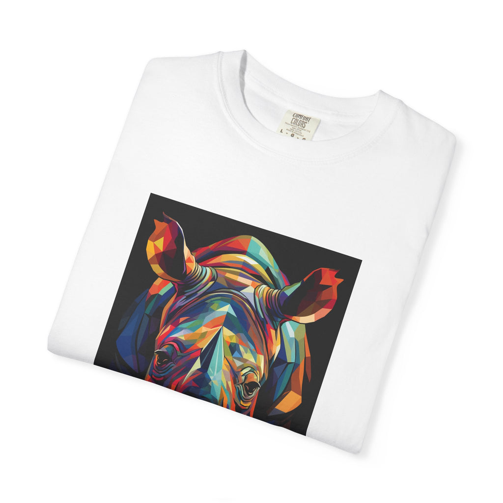 Colorful Rhino Graphic T-Shirt — Vibrant Wildlife Art Tee