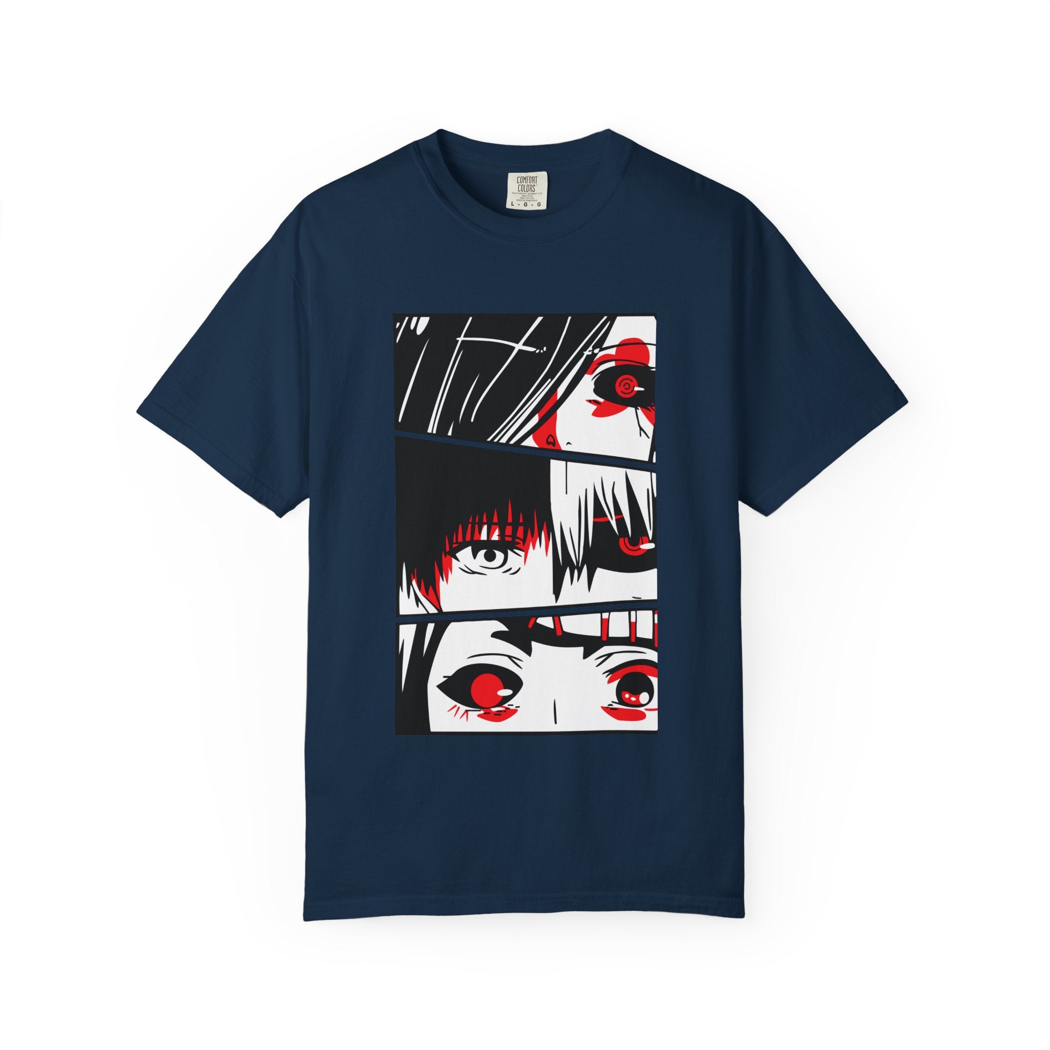 Anime Eyes Panel T-Shirt — Red & Black Manga Eye Design