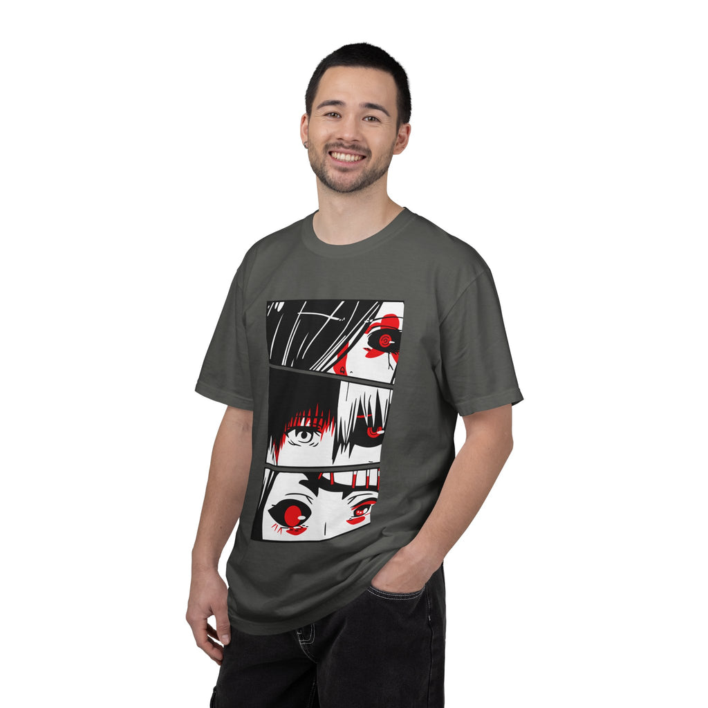 Anime Eyes Panel T-Shirt — Red & Black Manga Eye Design
