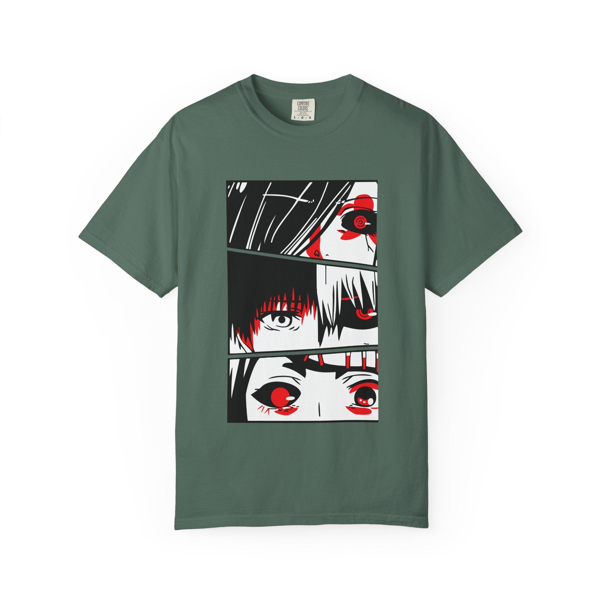 Anime Eyes Panel T-Shirt — Red & Black Manga Eye Design
