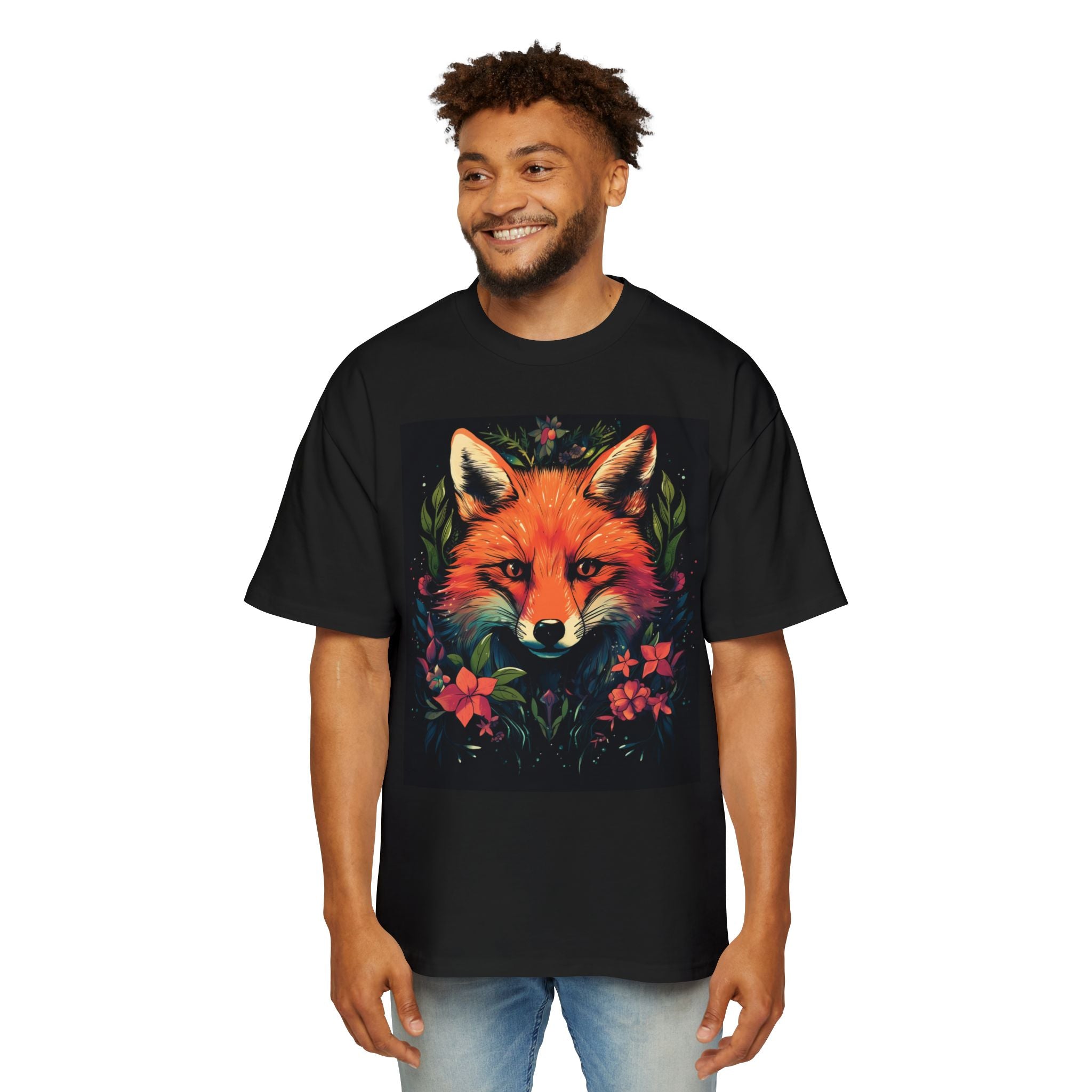 Fox Portrait Tee — Vibrant Floral Fox Graphic T-Shirt