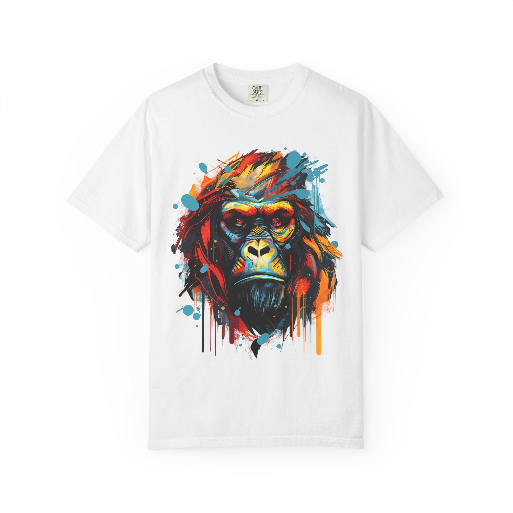 Colorful Gorilla Portrait T-Shirt — Vibrant Urban Streetwear Graphic Tee