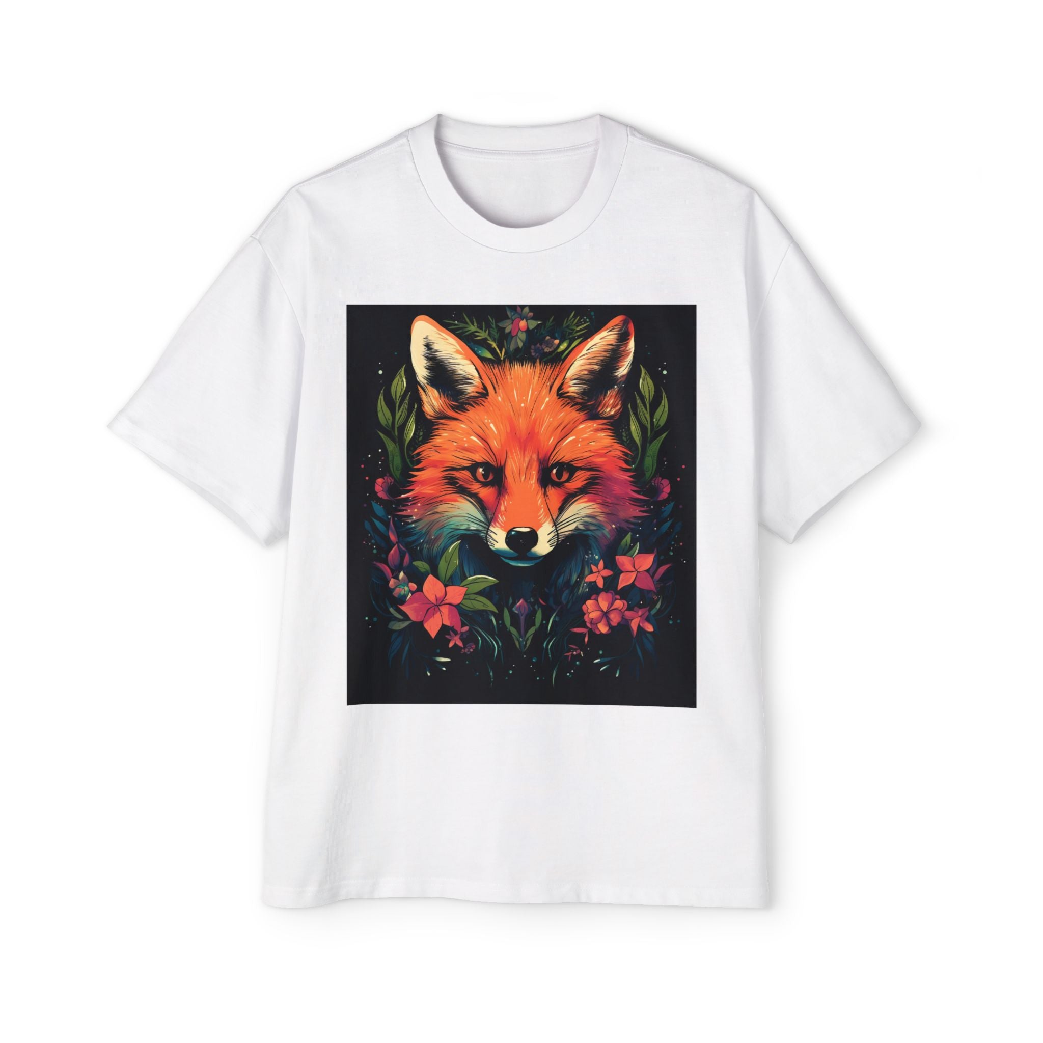 Fox Portrait Tee — Vibrant Floral Fox Graphic T-Shirt