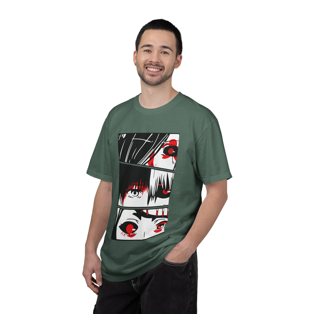 Anime Eyes Panel T-Shirt — Red & Black Manga Eye Design