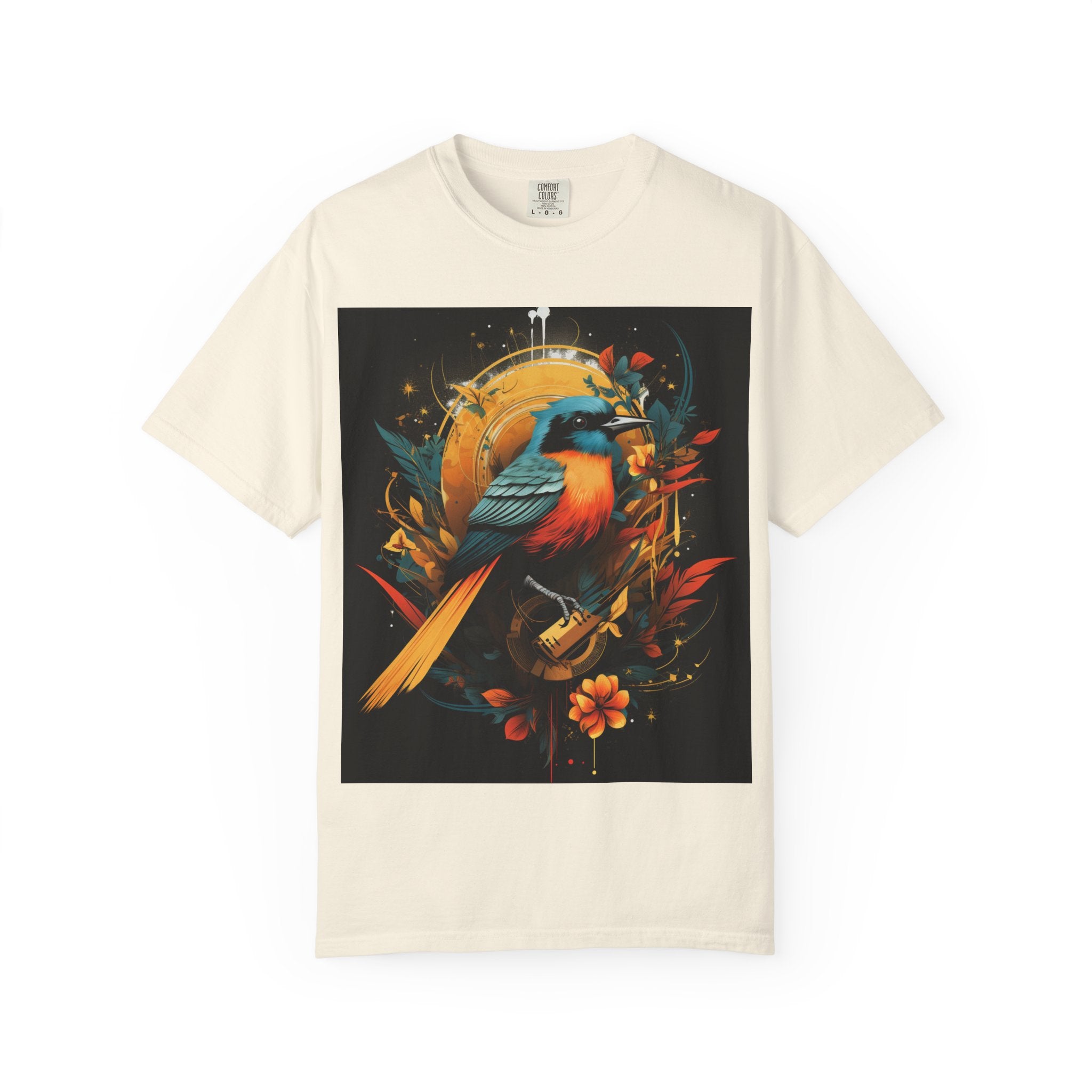 T-Shirt — Vibrant Sunrise Bird Illustration Tee