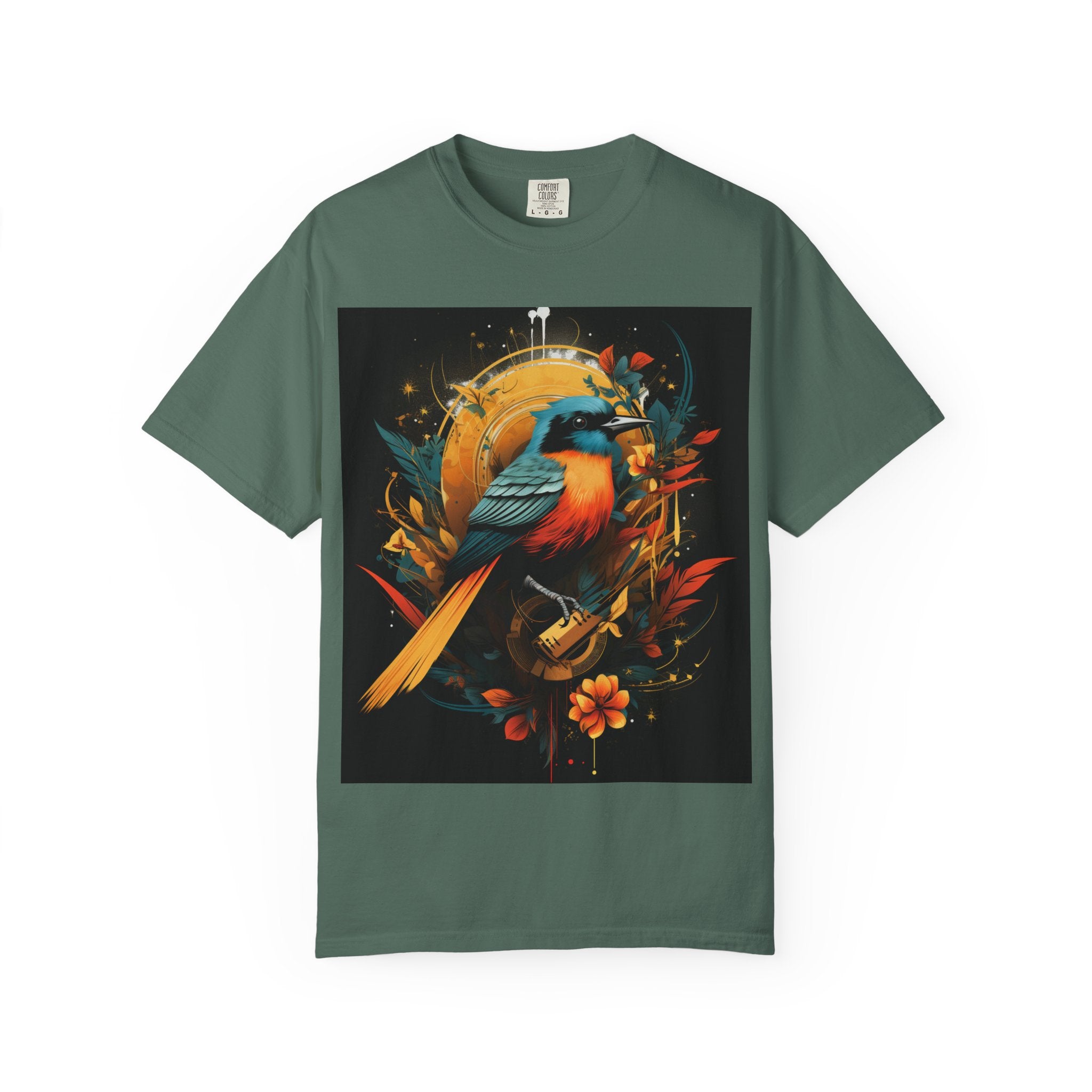 T-Shirt — Vibrant Sunrise Bird Illustration Tee