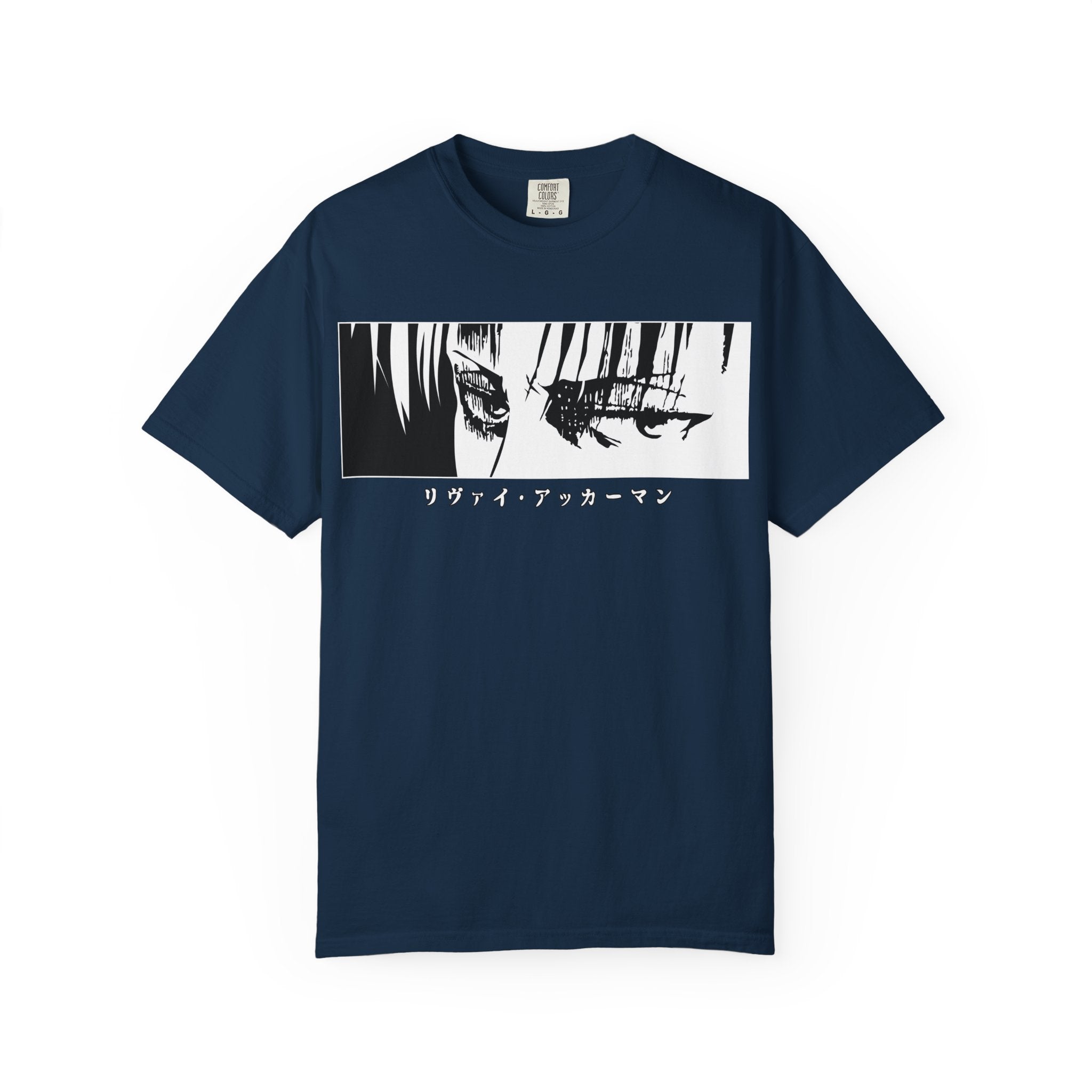 Anime Eyes Graphic T-Shirt — Monochrome Manga Panel with Japanese Text