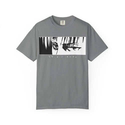 Anime Eyes Graphic T-Shirt — Monochrome Manga Panel with Japanese Text