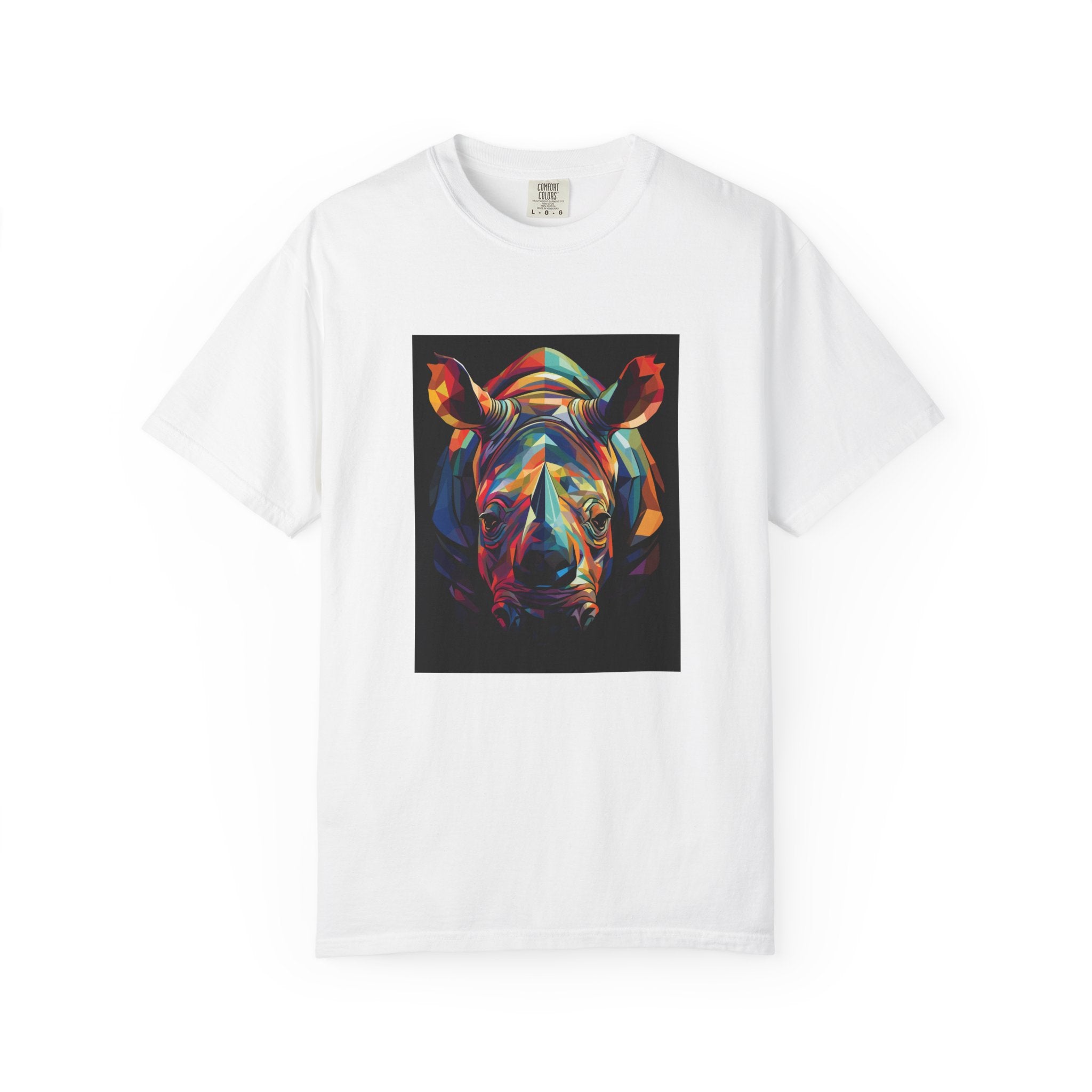 Colorful Rhino Graphic T-Shirt — Vibrant Wildlife Art Tee
