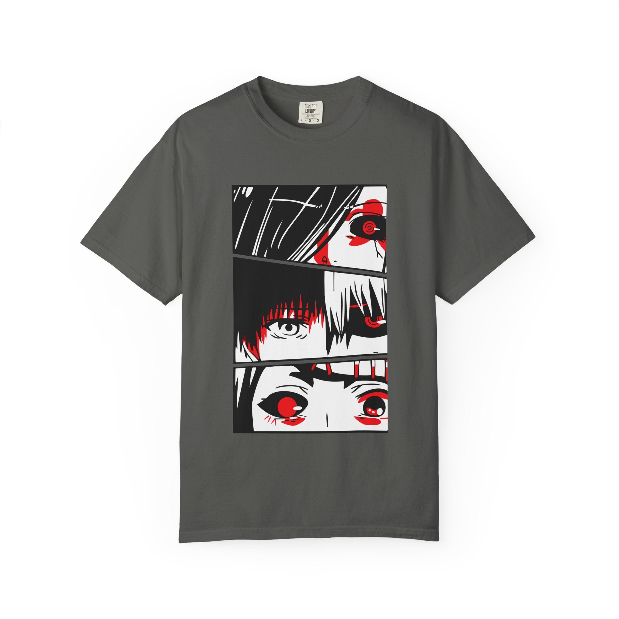 Anime Eyes Panel T-Shirt — Red & Black Manga Eye Design